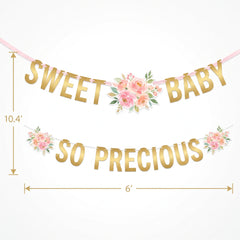 Floral "Sweet Baby" and "So Precious" Gold Letter Banner Kit