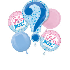 Gender Reveal Foil Balloon Bouquet - 5 Piece Set