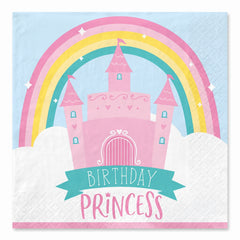 Birthday Princess Castle Beverage Napkins - 16 Pack - 5 In. X 5 In.