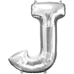 Silver Foil Letter "J" Balloon - Metallic Mylar