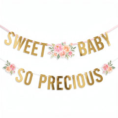 Floral "Sweet Baby" and "So Precious" Gold Letter Banner Kit