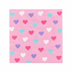 Lovely Hearts Valentine's Day Beverage Napkins - 5 In. X 5 In.