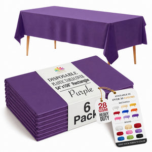 Purple Plastic Table Covers | 6 Pack | 54 in. x 108 in.