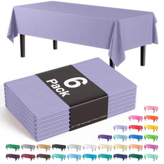 Premium Lavender Plastic Table Covers | 6 Pack - 54 In. x 108 In.