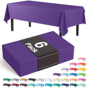 Premium Purple Plastic Table Covers | 6 Pack - 54 In. x 108 In.