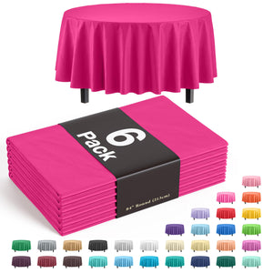 Cerise Round Plastic Table Covers | 6 Pack - 84 in.