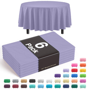 Round Lavender Plastic Table Covers | 6 Pack - 84 in.