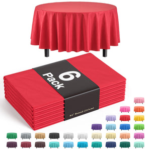Round Red Plastic Table Covers | 6 Pack - 84 in.
