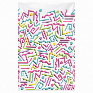 Awesome '80s Plastic Table Cover - Bold Memphis Design, 54x102-Inch
