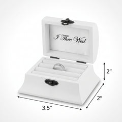 "I Thee Wed" Wedding Ring Bearer Box - Elegant White MDF Keepsake