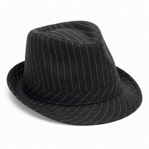 Classic Black & White Pinstripe Fedora Hat