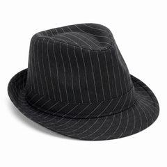 Classic Black & White Pinstripe Fedora Hat