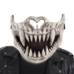 Half Skull Creature Mask - Terrifying Halloween Accessory