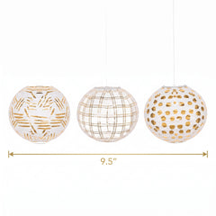 Gold Motif Paper Lanterns - 3 Pack for Any Celebration