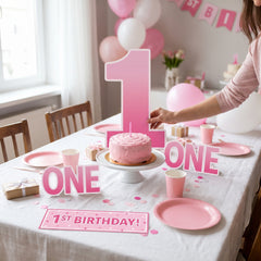 Pink "1st Birthday" Table Decorating Kit for Girls
