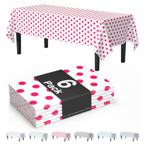 Red Polka Dot Plastic Table Covers | 6 Pack | 54 in. x 108 in.