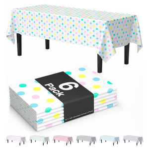Pastel Polka Dot Plastic Table Covers | 6 Pack | 54 in. x 108 in.