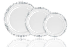 7.5 In. Gray / Silver Victorian Design Plates | 20 Count