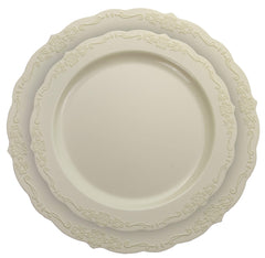 7.5 In. Ivory Victorian Design Plates | 20 Count