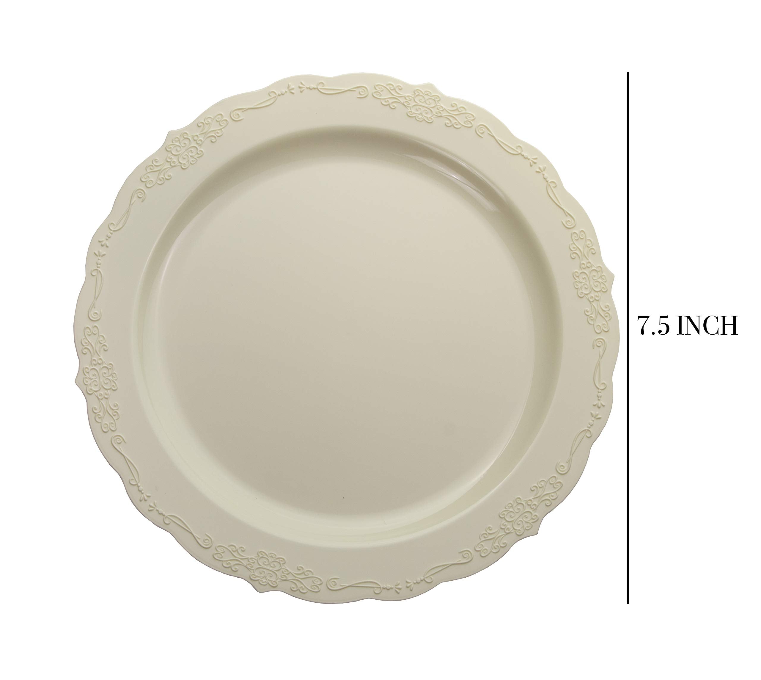 7.5 In. Ivory Victorian Design Plates | 20 Count