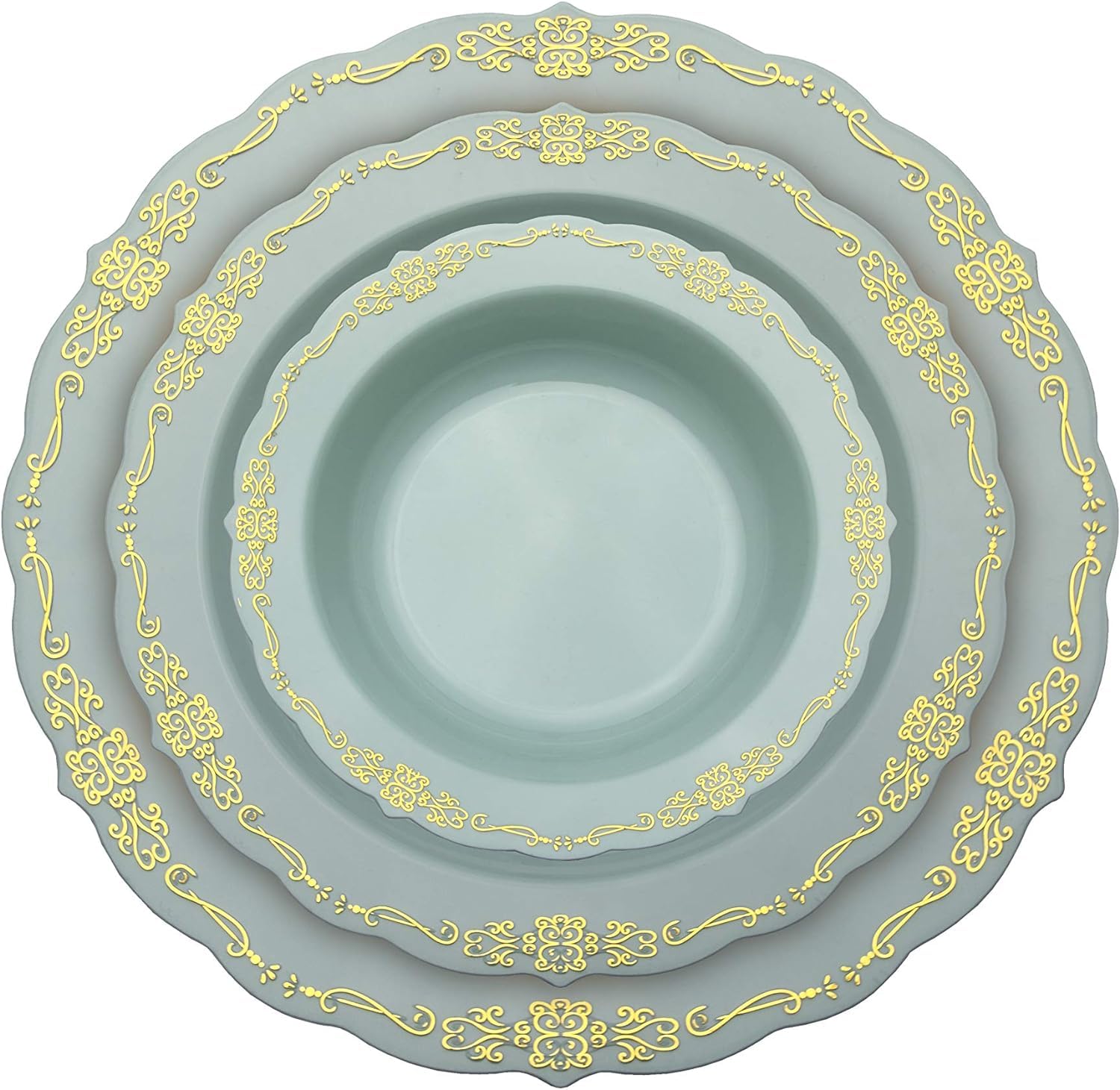 7.5 In. Robin Blue Victorian Design Plates | 20 Count