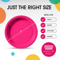 7 In. Cerise Plastic Plates | Case of 600