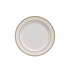 7.5 In. Cream/Gold Line Design Plates | 10 Count