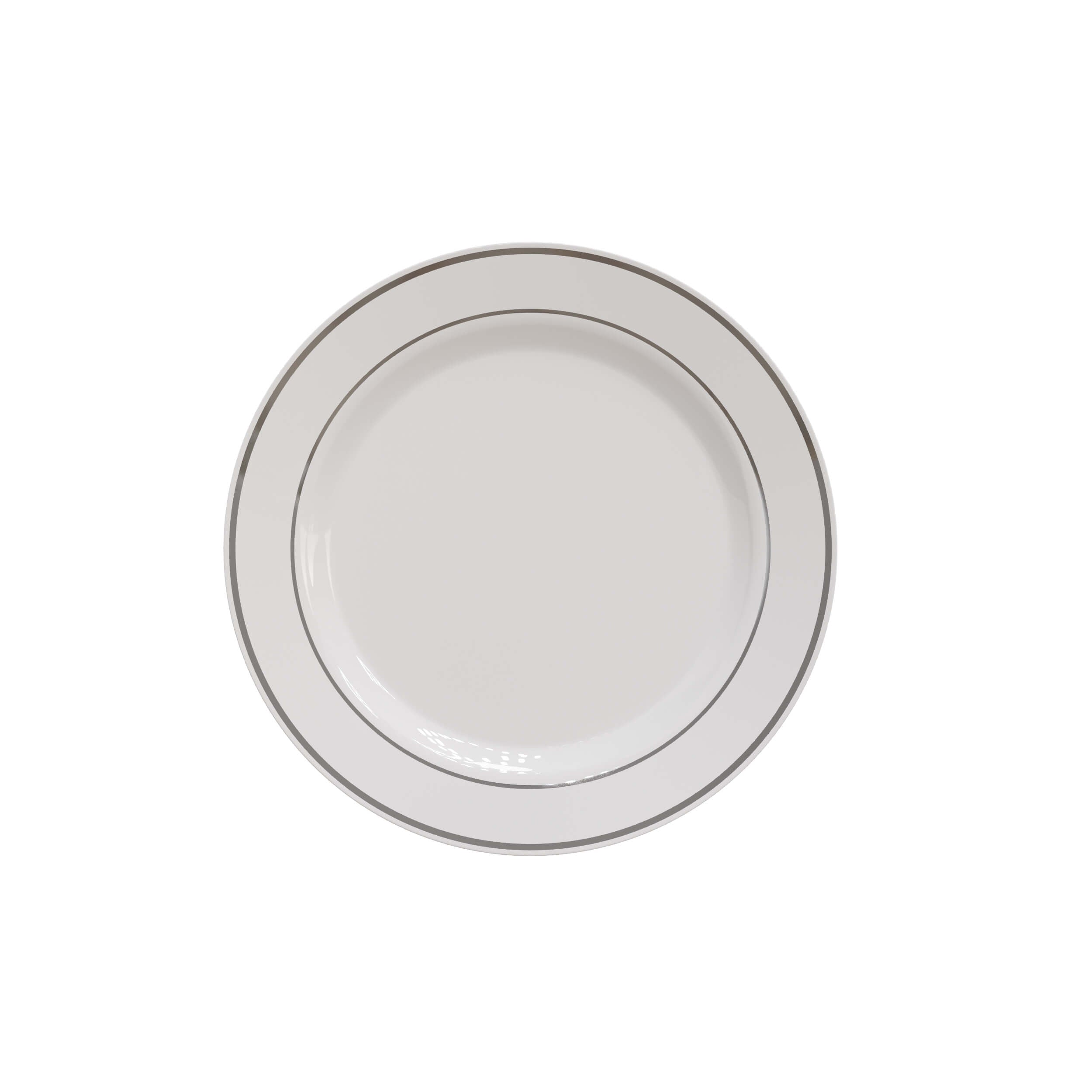 7.5 In. White/Silver Line Design Plates | 10 Count