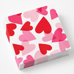 Valentine's Day Heart Party Beverage Napkins - 40 Pack - 5 In. X 5 In.