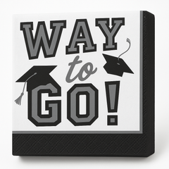 True to Your School Silver Graduation Beverage Napkins, 40-Pack - 5 In. X 5 In.