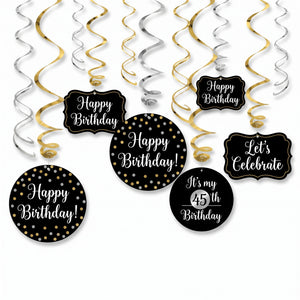 Sparkling Celebration Birthday Swirl Hanging Decorations Kit, Customizable