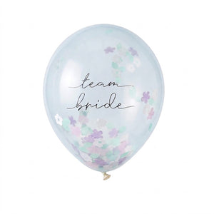 "Team Bride" Floral Confetti Balloons - 12-Inch, 5-Pack