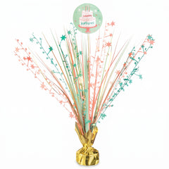Happy Cake Day Metallic Tinsel Spray Centerpiece