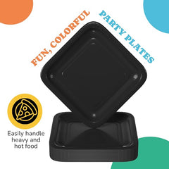 9 In. Black Square Paper Plates - 50 Ct.