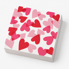 Valentine's Day Heart Party Paper Lunch Napkins - 6.5 In. x 6.5 In. - 40 Pack