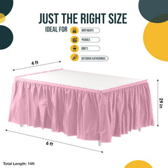 Pink Plastic Table Skirt | 6 Pack - 168 in. x 29 in.