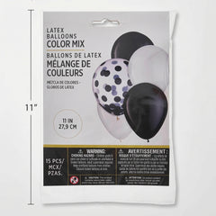 Celebrate in Style: 15-Pack White & Black Latex Balloons for Graduation