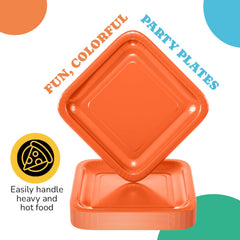 9 In. Orange Square Paper Plates - 50 Ct.