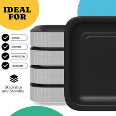 9 In. Black Square Paper Plates - 50 Ct.