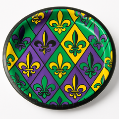 Mardi Gras Fleur-de-Lis 9" Round Paper Plates - 18 Pack