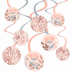 Rose Gold Floral Swirl Hanging Decorations