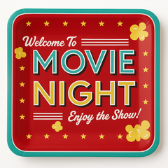 Movie Night Square Paper Dinner Plates - 10-Inch, 20-Pack