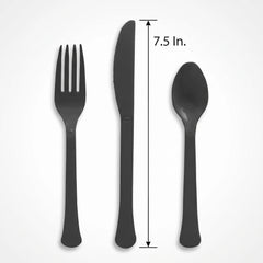 Black Heavyweight Plastic Cutlery Set - 7.5 in. - 24 Count