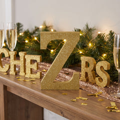 Glitter Gold Standing Letter "Z" Decoration - 4-Inch MDF Block