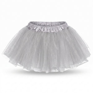 Kids' Silver Tutu Skirt - Shimmering Tulle Costume Accessory