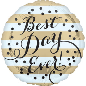 Sparkling Gold "Best Day Ever" Wedding Balloon - 18-Inch