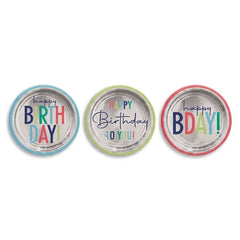 Vibrant 7" Happy Birthday Round Plates - Assorted Designs