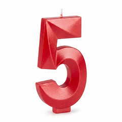 Vibrant Red Number 5 Shimmering Birthday Candle, 5.25-Inch