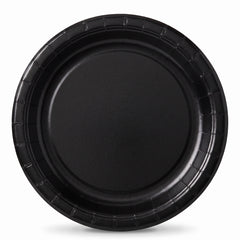 Black 8.5" Round Paper Plates - 16 Count