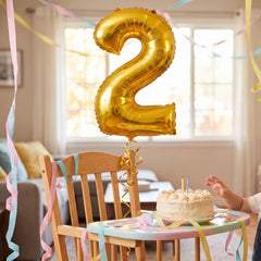 50-Inch Gold Foil Number 2 Balloon - Metallic Finish
